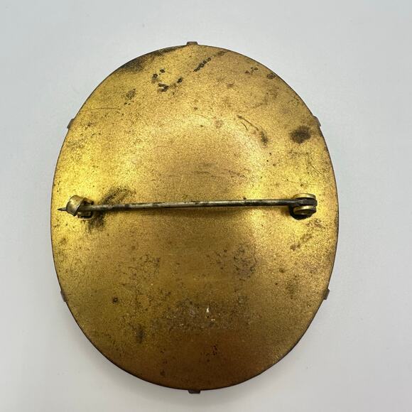 Antique Victorian hand painted woman in green portrait miniature brooch - Picture 6 of 8